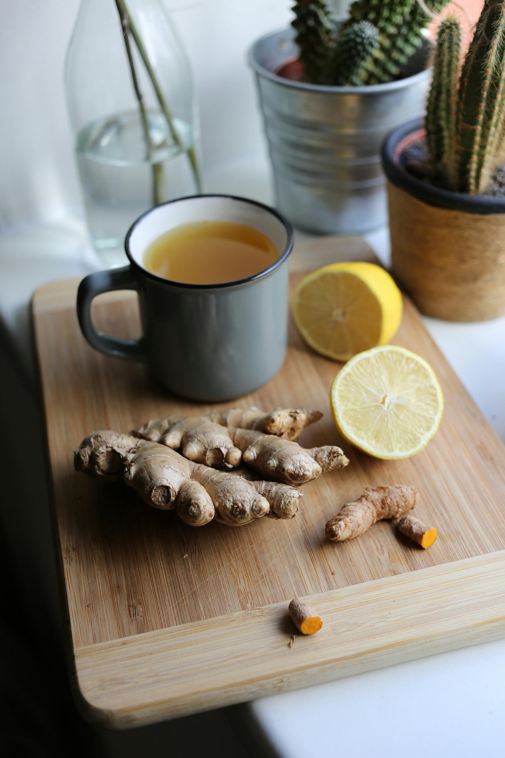 Calm herbal tea and soothing gut-friendly foods for IBS relief